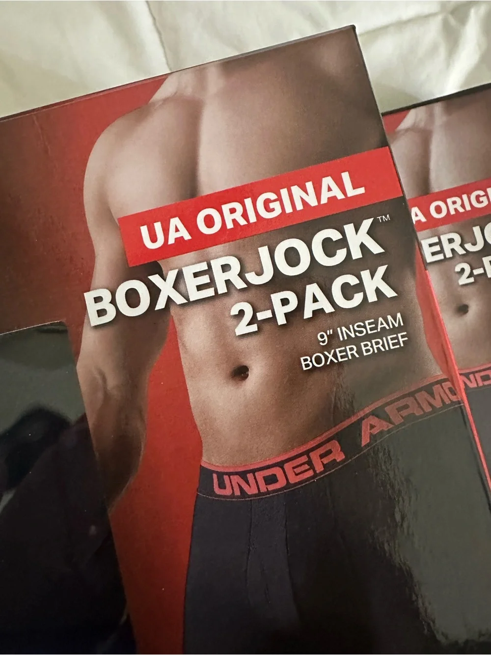 Under Armour Original BoxerJock 2-Pack 9” Boxer Briefs Blue/Black NWT Size M (1)